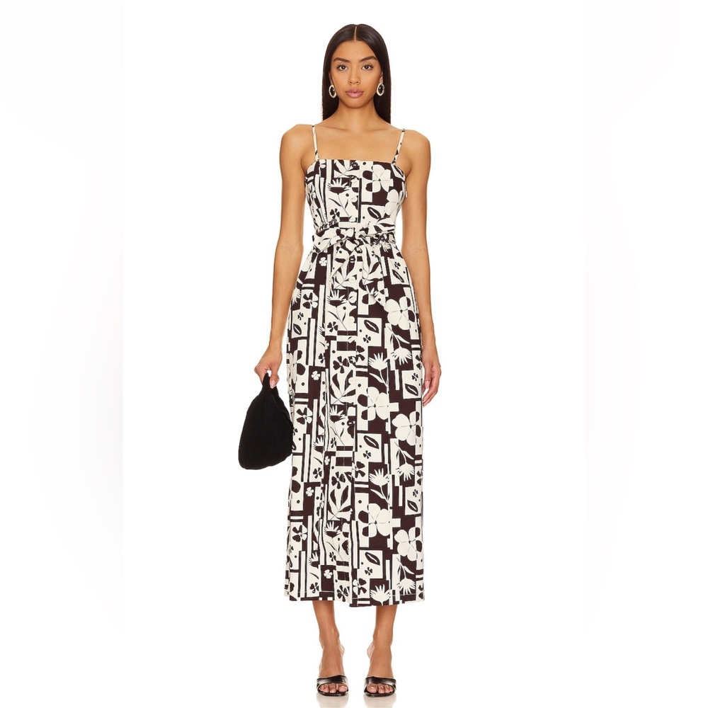 JOAN Midi Dress in Brown Floral